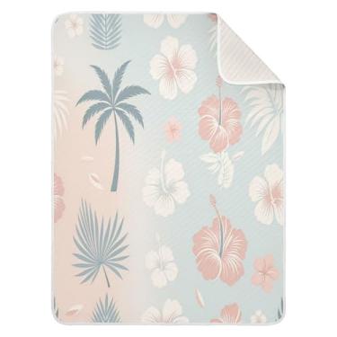 Imagem de Qilmy Cobertor de bebê floral 76 x 101 cm, cobertor infantil de algodão macio para meninos e meninas, cobertor leve e quente para bebês de berço, carrinho de bebê, soneca, recém-nascido