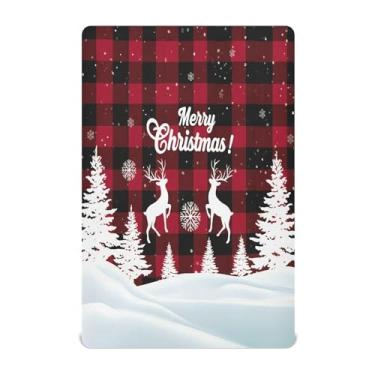 Imagem de JUZIHAI Lençol de berço xadrez de Natal para meninos e meninas, macio, respirável, elástico, 132 x 71 cm, lençol aconchegante para berço padrão e cama de criança pequena