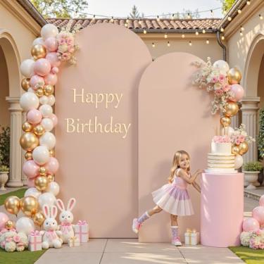 Imagem de Capa de fundo de arco nude de 1,8 m de altura, capa de arco de casamento, elástico, arco redondo, chiara, suporte para decoração de aniversário, balão, festa, banquete, chá de bebê