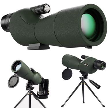 Imagem de Telescópio para detecção de 25 a 75 x 60 com bolsa de transporte de tripé, adaptador de telefone, telescópio monocular reto para tiro ao alvo, caça, observação de pássaros, verde