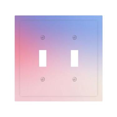 Imagem de WUYOCHA Placa decorativa para interruptor de luz, rosa, roxo e azul, gradiente, 2 capas de tomada, placas de parede com interruptor duplo para tomadas elétricas, placa frontal para decoração de quarto