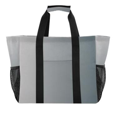 Imagem de ODAWA Bolsa de mão aberta gradiente cinza, bolsa de praia dobrável para viagens e uso diário