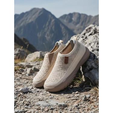 Imagem de Sapatos de caminhada para mulheres e homens, design sem cadarço, cabedal de malha, conforto o dia todo, perfeito para corrida, caminhada e atividades diárias bege, Bege, 35