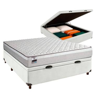 Imagem de Conjunto Cama Box Bau Branco Casal + Colchão Molas Ensacadas Hanover Inducol