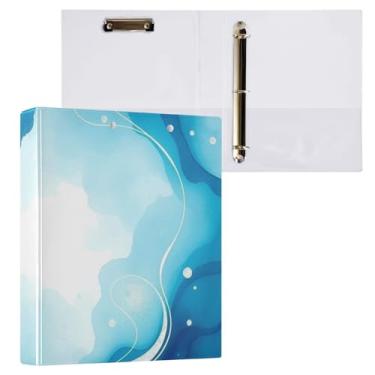 Imagem de Pasta para prancheta fluida azul turquesa aquarela redonda com 3 anéis, organizador de fichário de 2,5 cm para tamanho carta (21,6 cm x 28 cm), 1 pacote