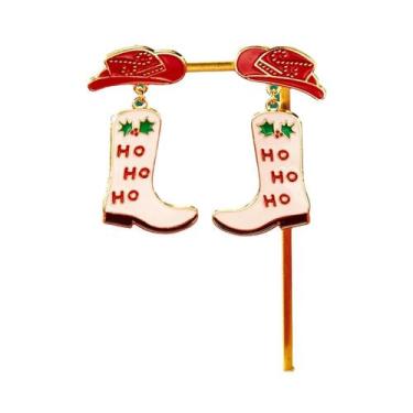 Imagem de Brincos De Pendurar Com Tema De Festa De Natal, Chapéu De Cowboy E Bot