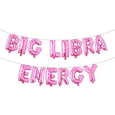 Imagem de Balões de letras - BIG LIBRA ENERGY 40,6 cm letras do alfabeto alumínio balão Mylar setembro ou outubro aniversário festa balão banner (BIG LIBRA ENERGY Pink Heart)