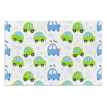 Imagem de Quebra-cabeça fofo verde azul carro branco 500 peças para adultos jogo de brinquedo arte divertido brinquedo adulto família amantes presentes, 20,5 x 14,9 polegadas