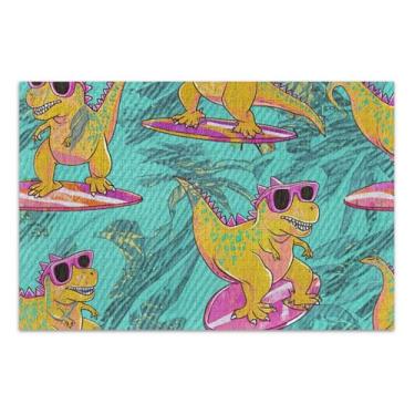 Imagem de Quebra-cabeça 500 peças de desenho animado adulto dinossauro surfando amigos engraçados presentes de jogo de família quebra-cabeça colorido brinquedo de arte, 50,5 x 14,9 polegadas