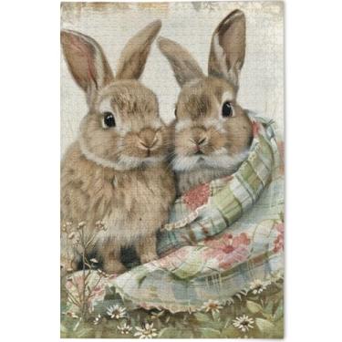 Imagem de Spring Bunnies Quebra-cabeças personalizados para adultos 1000 peças natureza engraçado jogo de quebra-cabeça presentes únicos colorido cenário arte animal, 75 cm x 50 cm