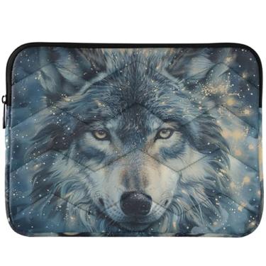 Imagem de Capa para notebook com pintura de lobo estrelado, capa fofa para notebook com estampa fofa universal de 13 polegadas, capa para laptop de 14 polegadas