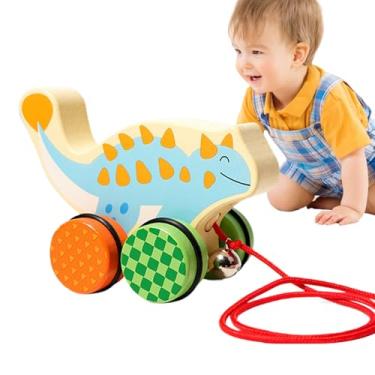 Imagem de Brinquedos de Dinossauro de,Dinossauro Cartoon Para Empurrar Manualmente | Brinquedo De De Que Anda - Para Menino E Menina Interior Exterior Berçário Jardim De Infância Chão