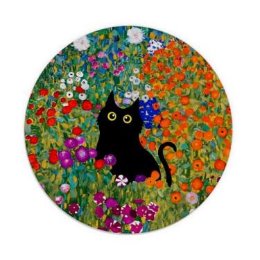 Imagem de TFKFJLF Tapete de rato floral de gato preto para mesa, tapete de rato kawaii fofo, decoração de escritório feminino, tapete de viagem para computador portátil sem fio, acessórios de mesa de escritório