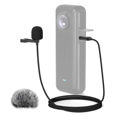 Imagem de Cubilux Microfone de lapela para Insta 360 X4, microfone de lapela com fio para câmera X4, 1,8 m