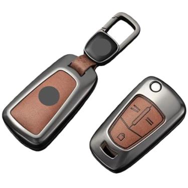 Imagem de Capa de couro para chave de carro, capa de proteção compatível com Opel OPC Line/Insignia/Astra/Vectra/Combo/Corsa D/Mokka/Zafira(B-gun brown chain)