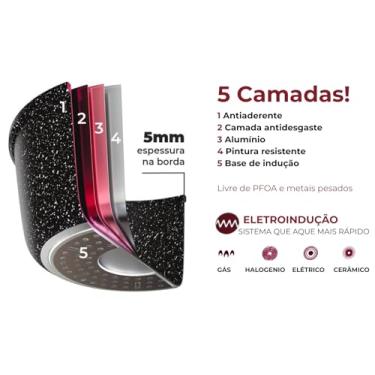 Imagem de Conjunto de Panelas Colorstone Indução Wooden - Alumínio com Antiaderente com Tampa de Vidro - 4 Peças - Euro Home