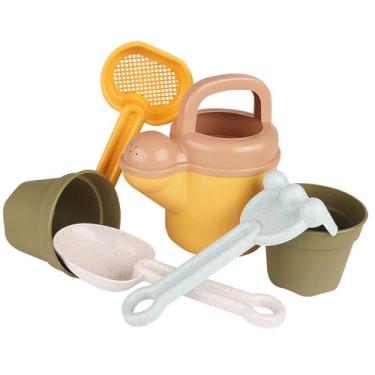 Imagem de MERIGLARE Conjunto de 6 baldes de areia e pás para brinquedos de praia, ferramentas de jardim, diversão, conjunto de brinquedos de areia, caixa de areia para