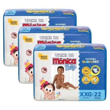 Imagem de Fralda Turma da Mônica Baby Economica 3 Pacotes Tamanho XXG Com 22 Uni