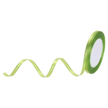 Imagem de Fita de cetim de 1/10.2 cm de largura com bordas douradas fita de tecido de gorgorão para embrulho de presente buquê de casamento, verde fruta