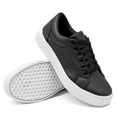 Imagem de Tênis Casual Feminino com Cadarço Detalhe em Risco Lateral e Sola Reta