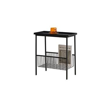 Imagem de Mesa lateral retangular para casa, sala de estar, sofá, mesa lateral de 2 camadas, decoração de escritório, armazenamento, pequena mesa de café, quarto, mesa de cabeceira de metal, mesa de salão (cor