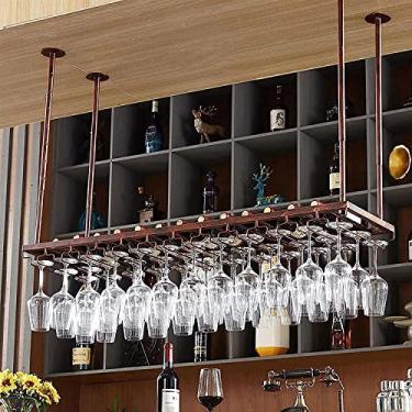 Imagem de Rack de vinho suspenso | Rack de vinho de ferro | Estilo minimalista moderno | Rack de vidro de teto de metal ajustável | Decoração de bar de restaurante de cozinha | Comprimento 60/80/100/120 cm