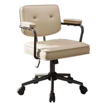 Imagem de LNGCLTEZ Cadeira ergonômica de escritório para computador com suporte lombar, cadeira de mesa de escritório, altura ajustável, para estudo/quarto, bege