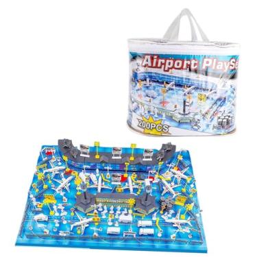 Imagem de harayaa Conjunto de Avião de Brinquedo Montado com Aeronaves Realistas e Divertidas - Modelo de Aeroporto para Crianças - Presente de Aniversário, 200 Unidades