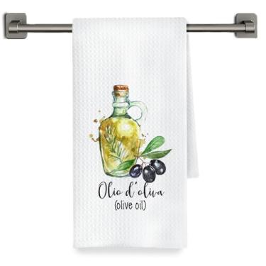 Imagem de Fyecoluo Toalhas de cozinha com azeite de oliva italiano, toalhas de chá de mão com azeite de oliva italiano, decoração de cozinha italiana, 40 x 61 cm