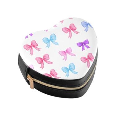 Imagem de Burbuja Caixa de joias colorida em forma de coração, mini estojo de viagem para mulheres e meninas, estojo portátil organizador de armazenamento para brincos, anéis, colares e pulseiras
