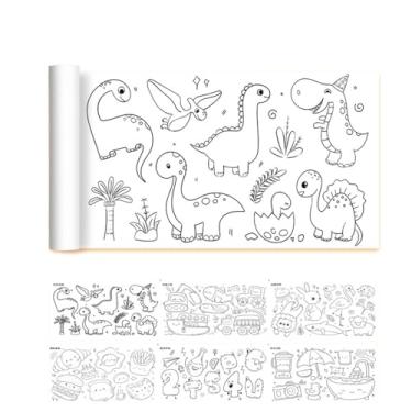 Imagem de Cuaoiclly Rolo de papel de desenho infantil para crianças, papel de enchimento colorido pegajoso DIY, papel de colorir de 29 x 395 cm (conjunto 2)