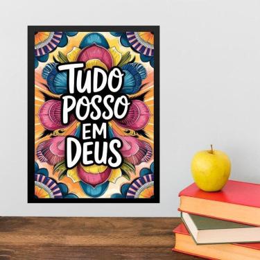 Imagem de Quadro Tudo Posso Em Deus 24X18Cm - Com Vidro