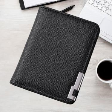 Imagem de Carteira masculina fina - 7 compartimentos para cartão e compartimento para notas, poliuretano ultrafino de 1 cm, 60 g, 11 x 8,5 cm (preto, cinza, marrom, branco), Preto, Retrô