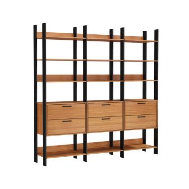 Imagem de Guarda Roupa Closet Modulado 03 Gaveteiros Freijó com Preto Fosco Industrial - D'Rossi