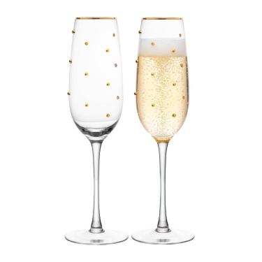 Imagem de Jogo 2 Taça De Champagne De Vidro Com Borda Dourada 220ml Linha Balls Wolff