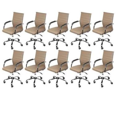 Imagem de Kit 10 Cadeiras Escritório Diretor com Rodízio Esteirinha Florença 332