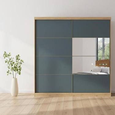 Imagem de Guarda-roupa Casal 2 Portas 6 Gavetas 100% MDF com Espelho 222cm X 230