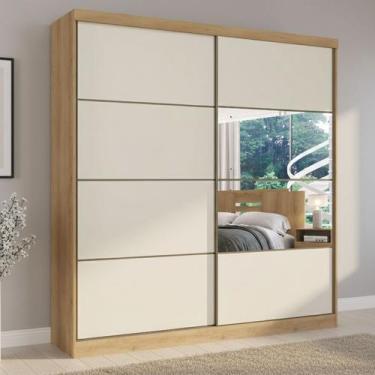 Imagem de Guarda-roupa Casal 2 Portas 6 Gavetas 100% MDF com Espelho 222cm X 230