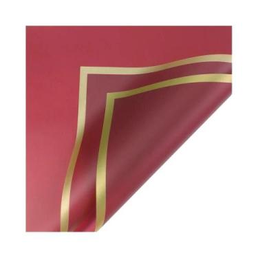 Imagem de Papel De Embalagem Para Flores Com Borda Dourada 20 Peças Estilo Corea