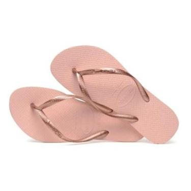 Imagem de Chinelo Havaianas Feminino Tiras Finas Metalizada Slim-Feminino