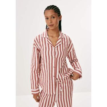 Imagem de Camisa Feminina Fio Tinto Anarruga Oversized - Vermelho P - Hering Int