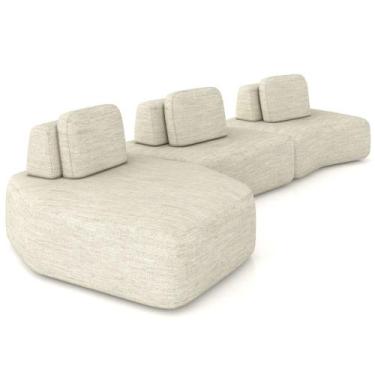 Imagem de Sofá Ilha Modular Para Sala Living Orgânico 480cm Angra K01 Linho Cham