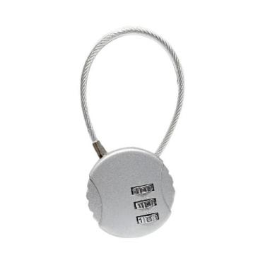 Imagem de Cadeado De Combinação De Três Dígitos Com Cabo De Aço Redondo Para Mal