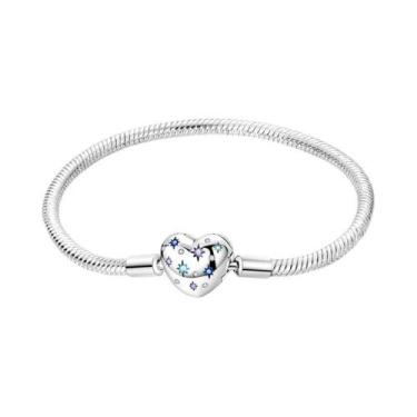 Imagem de Pulseira Feminina De Prata Esterlina 925 17-20CM Com Pingentes De Cora