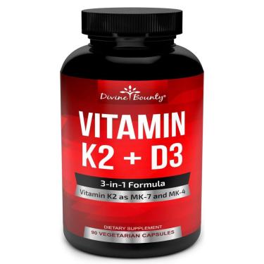 Imagem de Suplemento de vitamina K2 (MK7 e MK4) Divine Bounty com D3-Unissex