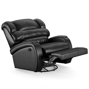 Imagem de Poltrona Do Papai Reclinável Kalie Glider Giratória Usb Fh9 Pu Preto Brilho - Mpozenato