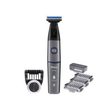 Imagem de Aparador de Pelos Philco PAP02 USB Cinza/Azul - Bivolt