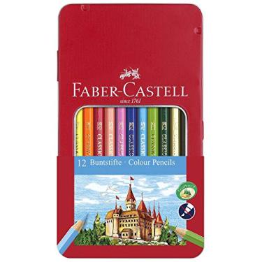 Imagem de Faber-Castell 115801 Conjunto hexagonal de 12 lápis de cor em caixa de metal