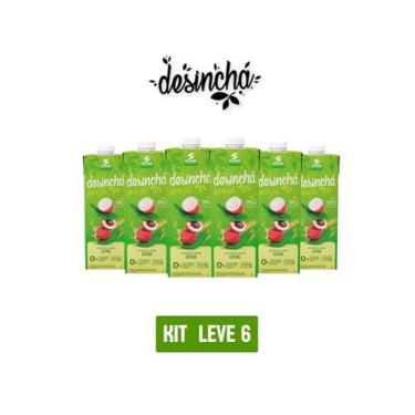 Imagem de Chá branco desinchá pra já lichia 1l kit 6 unid zero calorias sem cons