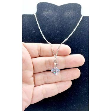 Imagem de COLAR CHOKER FEMININO AÇO INOX Ponto Luz QUADRADO zircônia - ASA